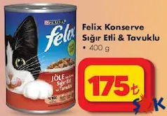 FELİX KONSERVE SIĞIR ETLİ VE TAVUKLU YAŞ KEDİ MAMASI 400 G fiyat ve kampanya bilgisi